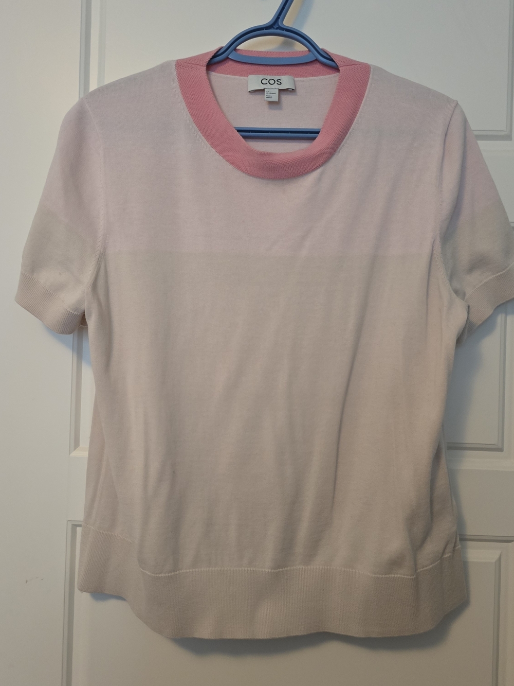 COS Light Pink Knit Top with Rose Trim
